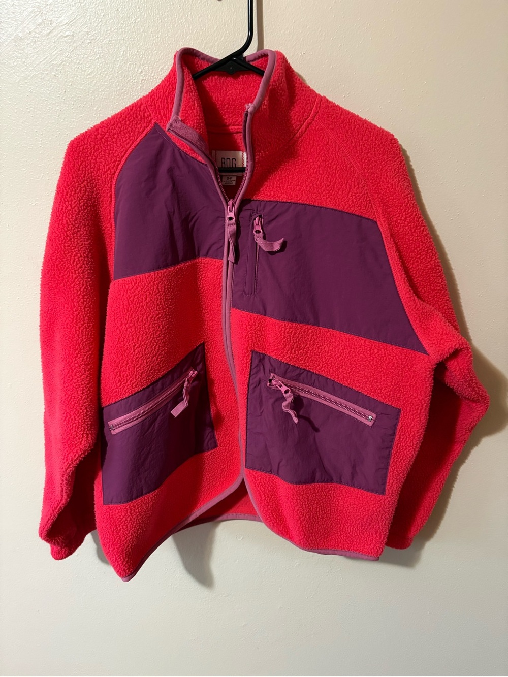 Urban Outfitters BDG Bruce Fleece Spliced Zip Up Jacket women’s size small